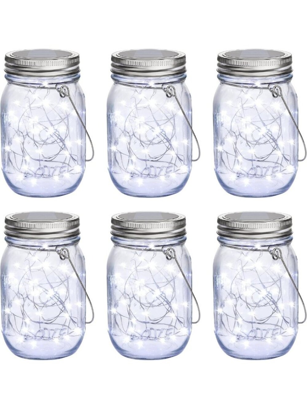 6 Pack Waterproof Solar Lanterns with 30 LEDs - Hanging Fairy Lights for Patio